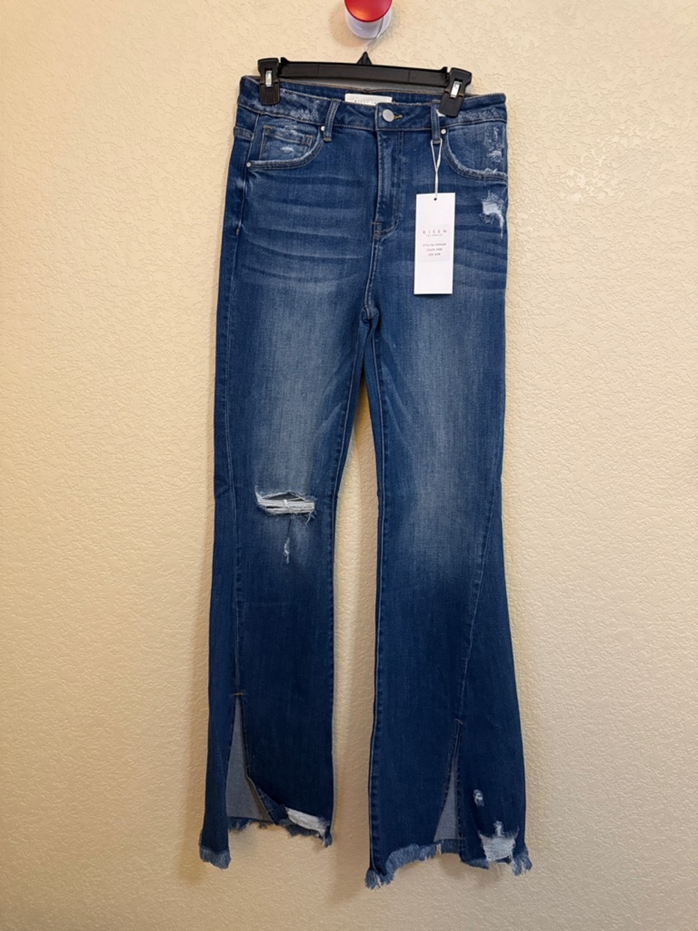 Midnight Blue Split-Front Flare Jeans
